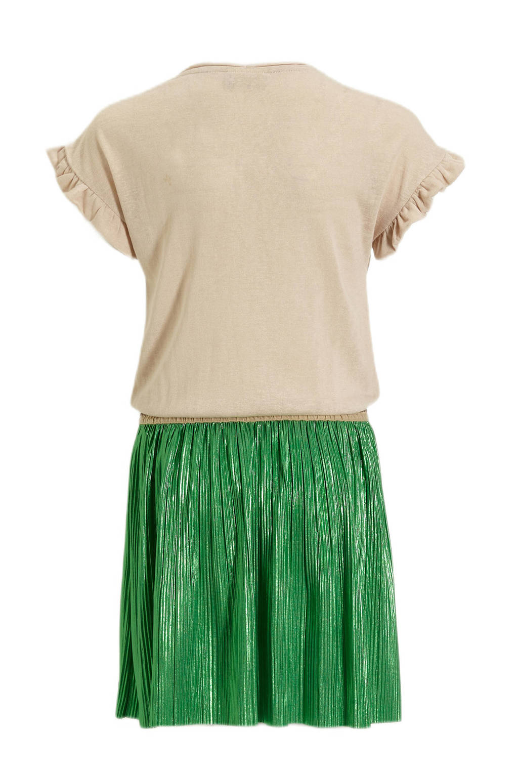 Like Flo jurk met ruches groen/beige