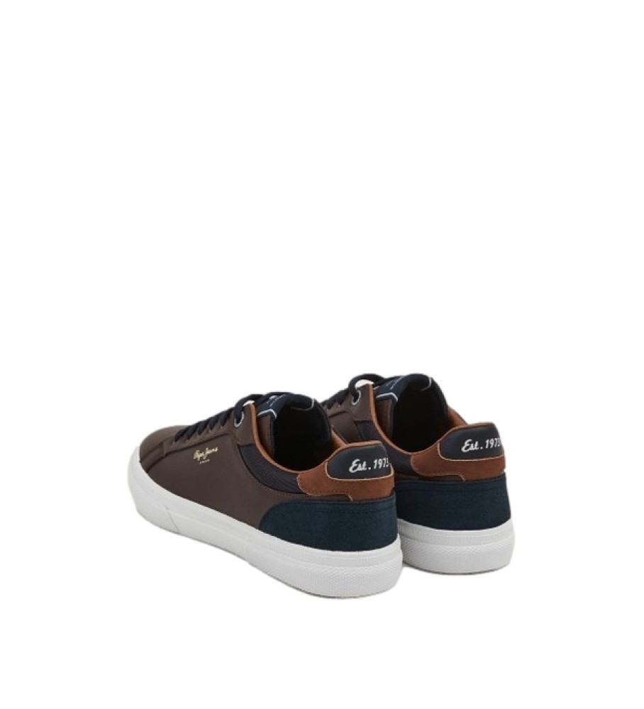 Tênis Pepe Jeans Kenton Court de couro marrom