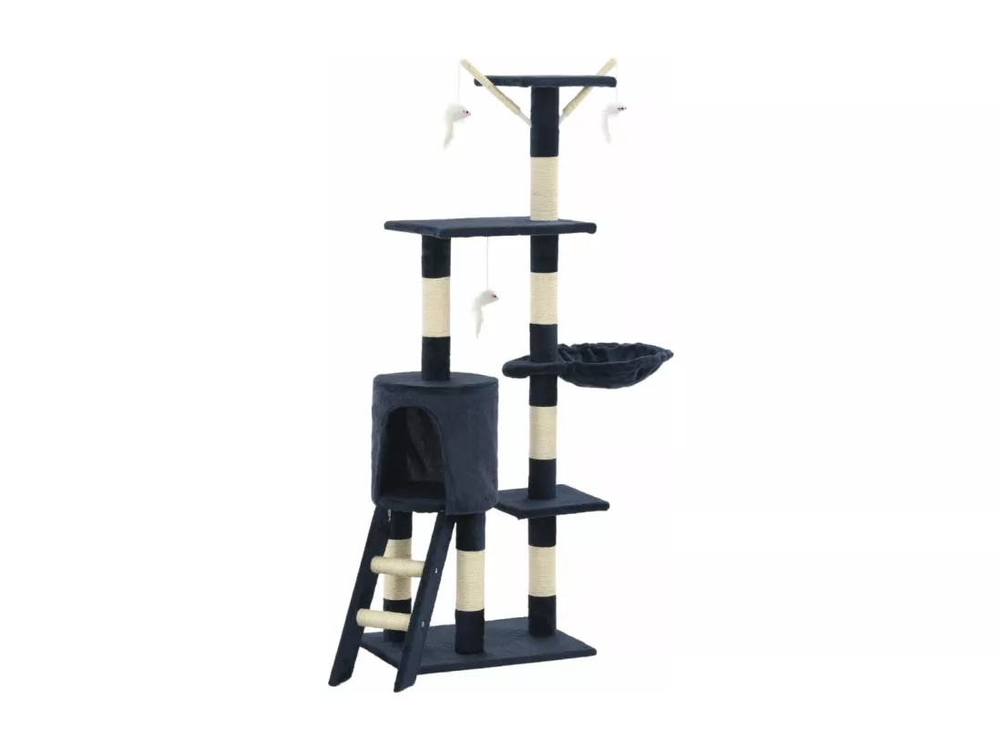 Arbre à chat avec griffoirs en sisal 138 cm Bleu foncé