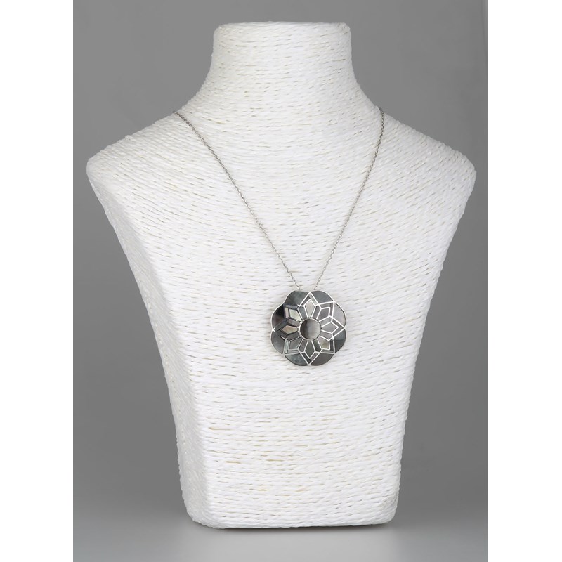 Pendentif Nacre Grise Rosace sur Argent massif | Aden Boutique