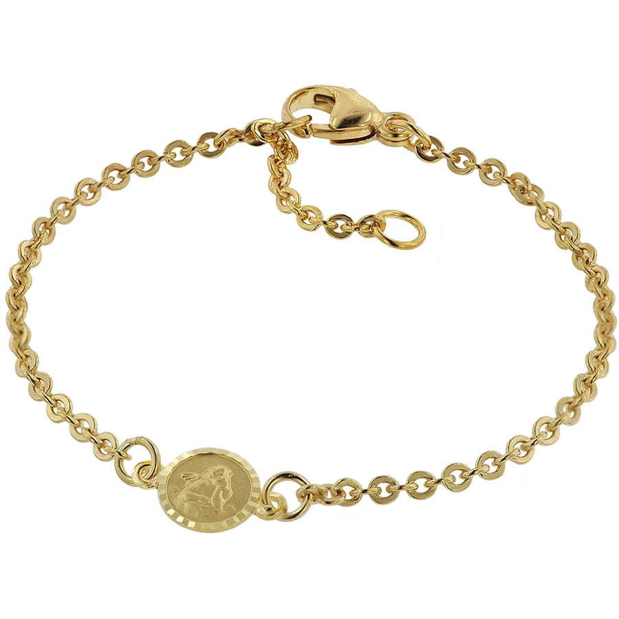 trendor Armband für Babys 333 Gold8 Kt mit Engel-Plakette 14 cm gold