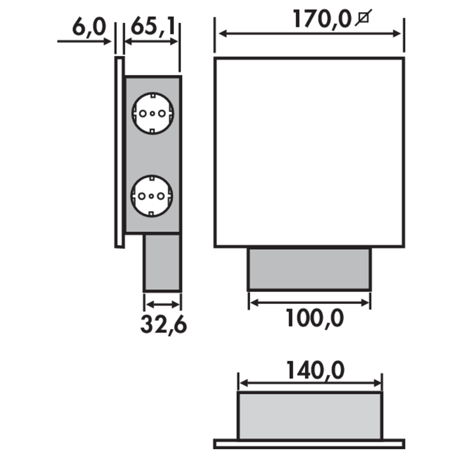 3-fach Steckdosenelement - weiß-silber - 2 USB-Anschlüsse