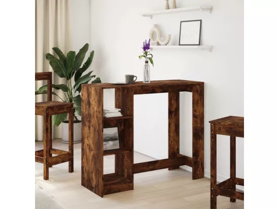 Table de bar avec étagère chêne fumé bois d'ingénierie