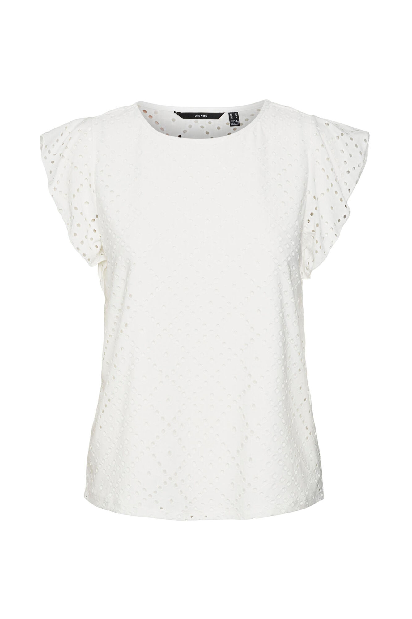 Top feminino com estampa de volante - Branco