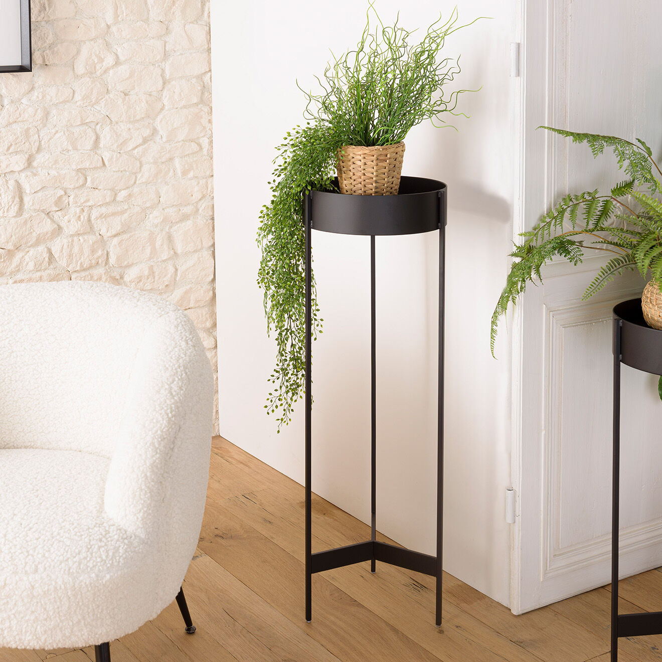Macabane Sellette ronde / porte-plantes Gm Daly noir - 31x31x90 cm