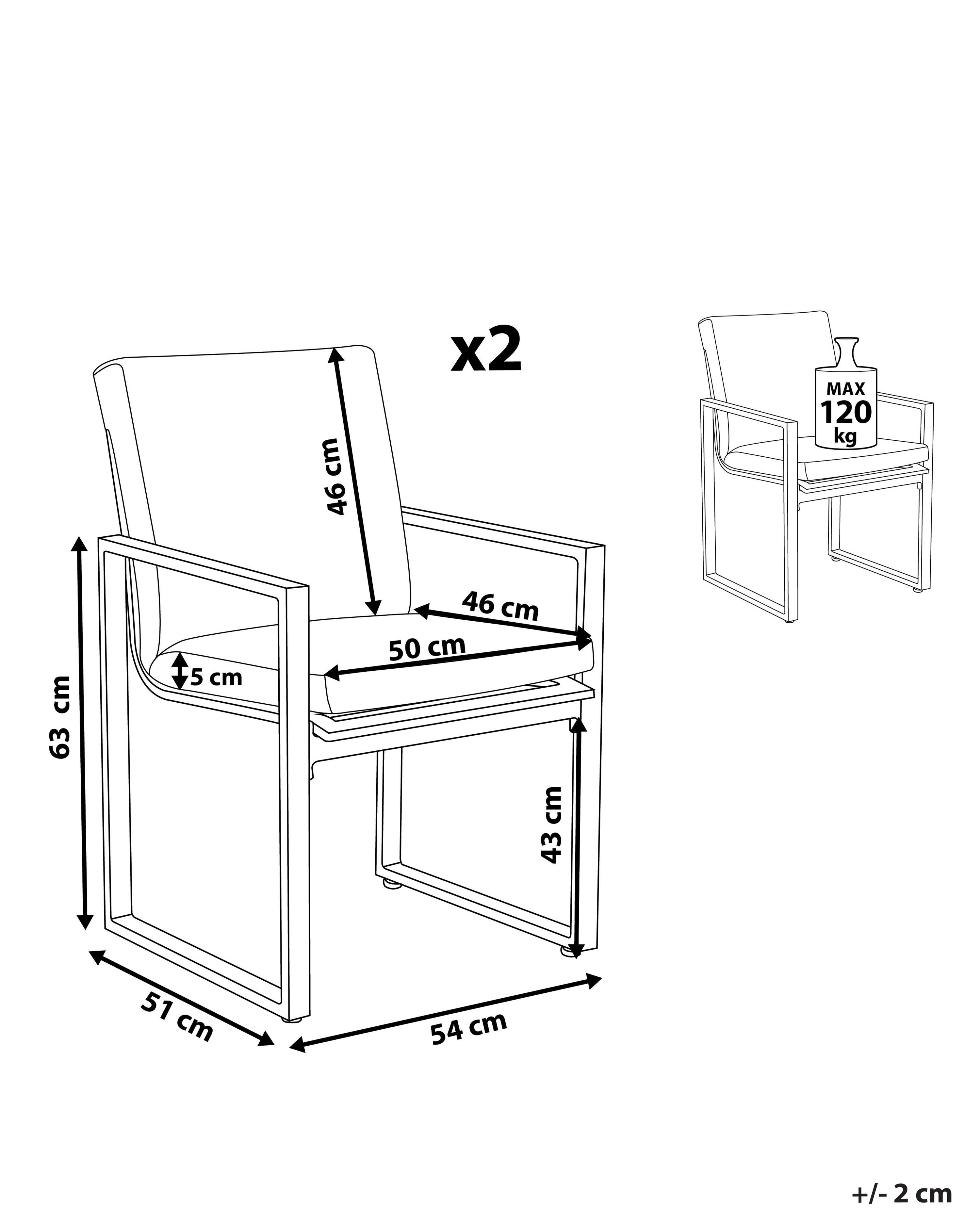 Set van 2 stoelen met zitkussen PANCOLE Stof Grijs