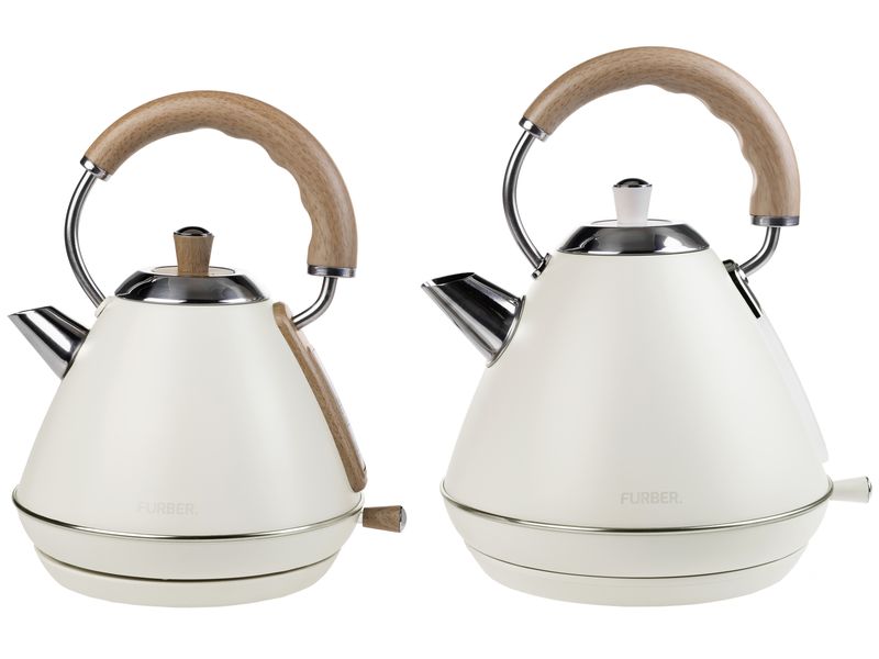FURBER Wasserkocher Bardot 1.7 l, Beige Wasserkocher mit 360°-Sockel mit Kabelaufwicklung