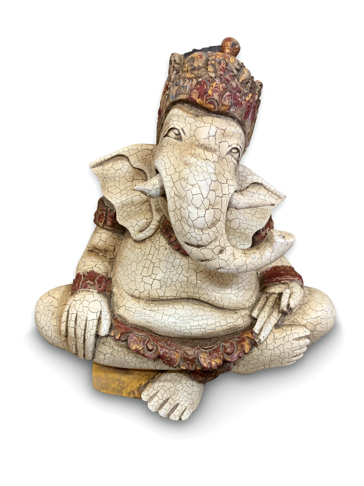 Skulptur 'Lachender Ganesha', antik weiß, H 21 cm, B 19 cm, L 10 cm von fischer's lagerhaus