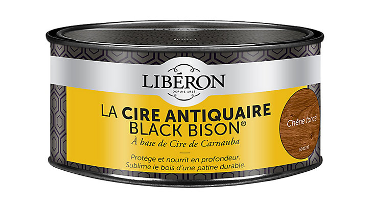 Cire pâte antiquaire black bison pour meubles Libéron chêne foncé 500ml