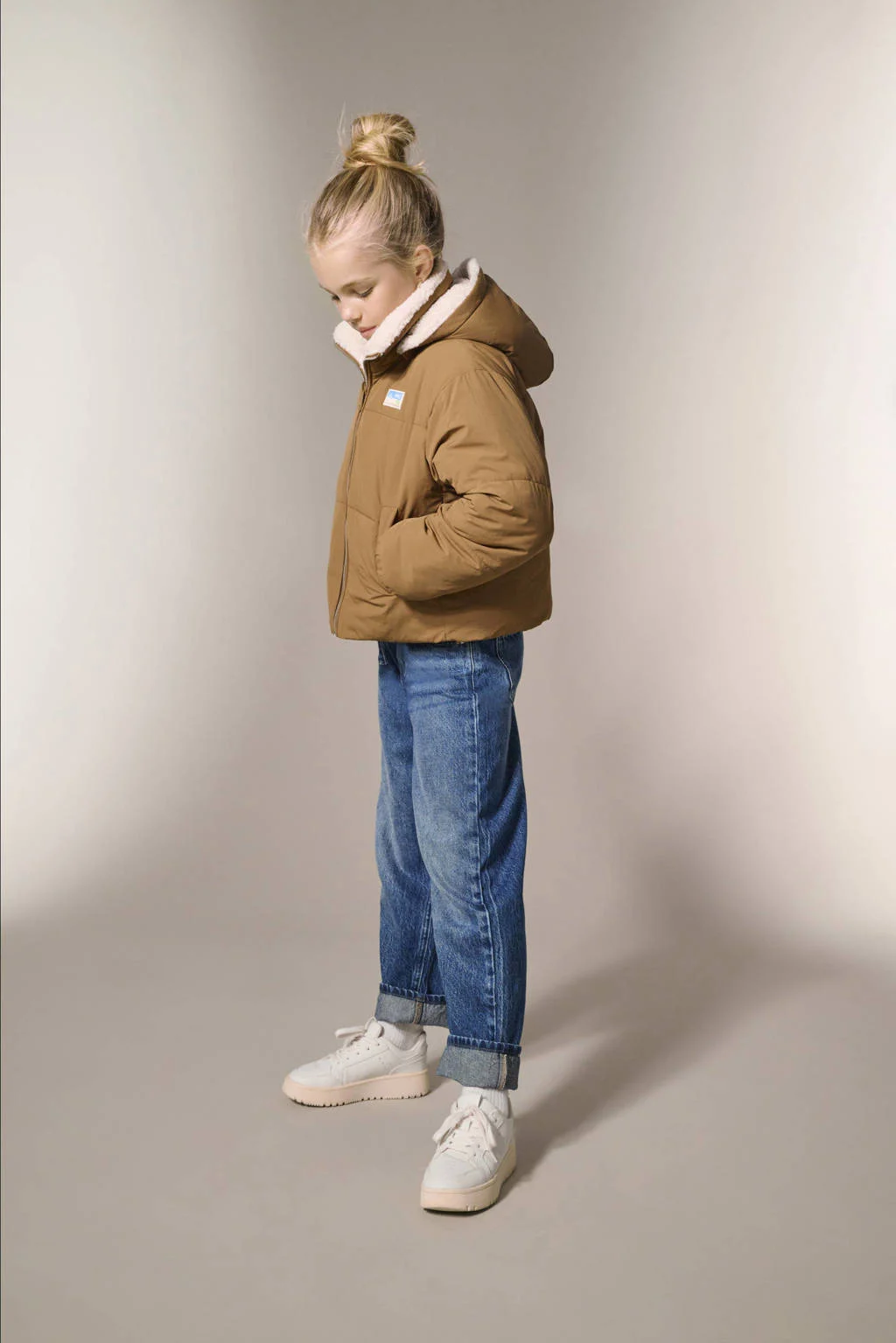 KIDS ONLY GIRL reversible gewatteerde winterjascamel/ecru