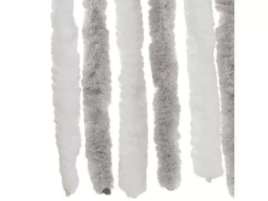 Rideau anti-mouches gris clair et blanc 90x220 cm chenille