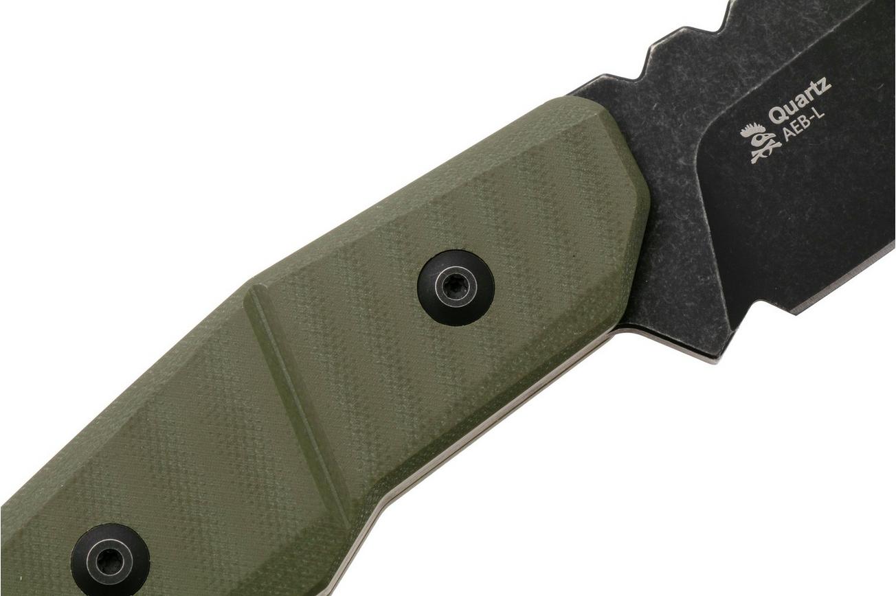 Kizer Vanguard Quartz 1086A1 Blackwashed AEB-L, OD Green G10, vaststaand mes, Kornel Kiss design