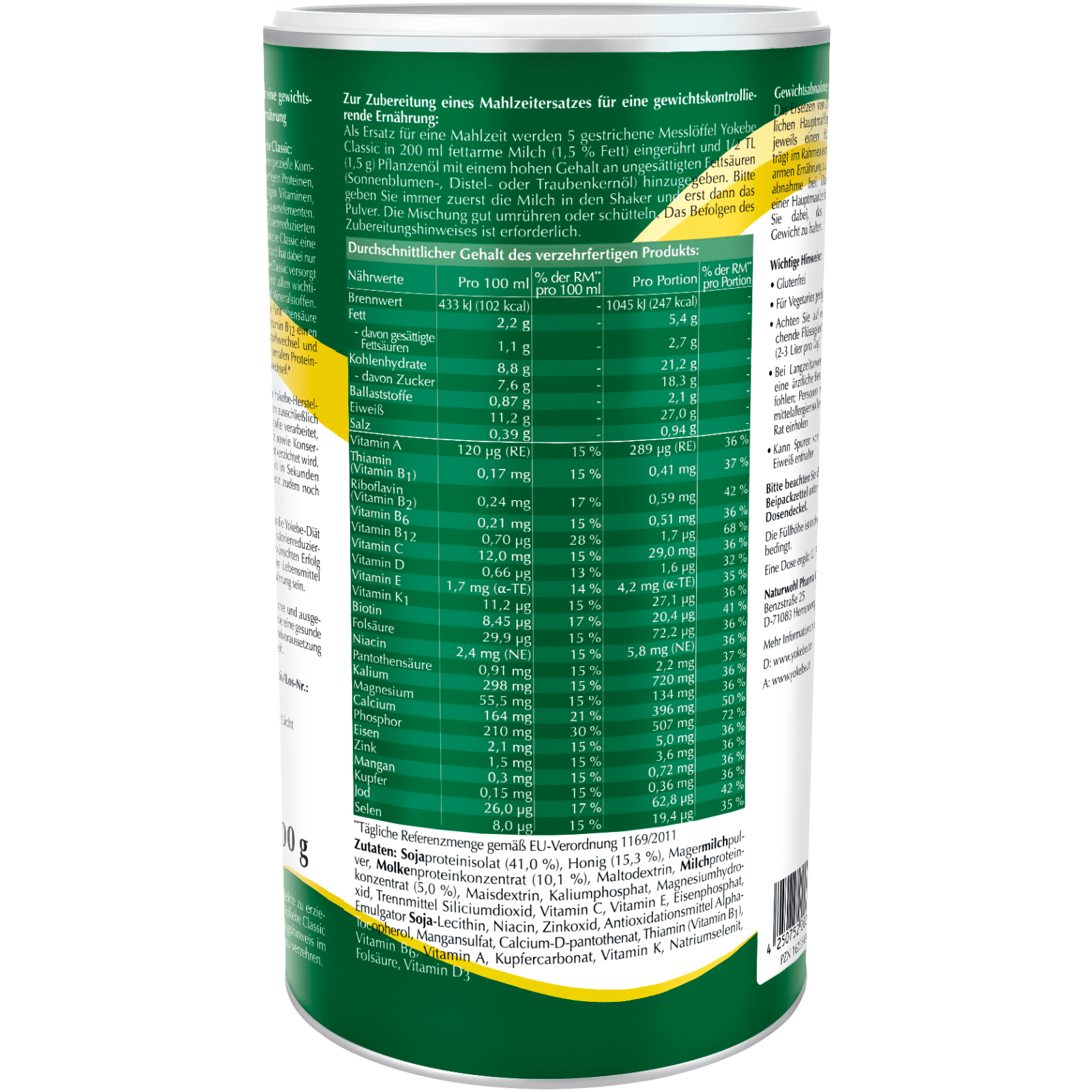 Yokebe Aktivkost Classic Pulver (500g)