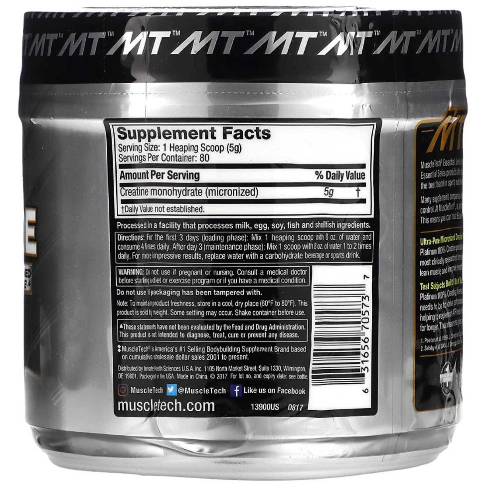 MuscleTech 100% Creatina Platinum 200g