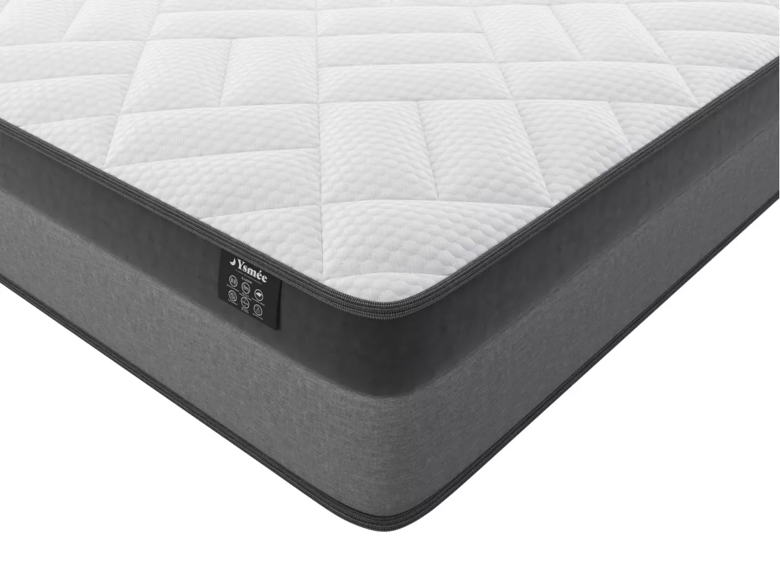 Ensemble 90 x 190 cm sommier coffre naturel clair + matelas ressorts ensachés et mémoire de forme ép.24cm - ILLUSION de YSMÉE
