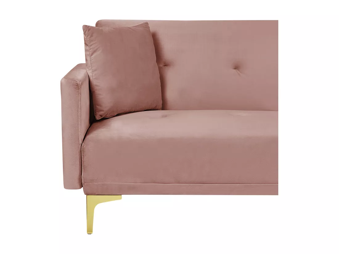Canapé convertible 3 places en velours rose LUCAN
