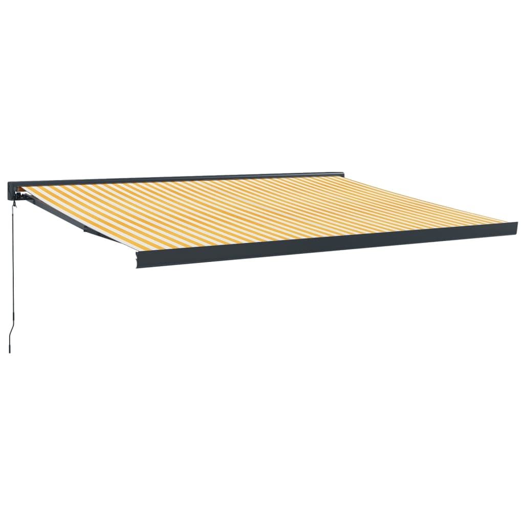 Auvent rétractable jaune et blanc 4x3 m tissu et aluminium
