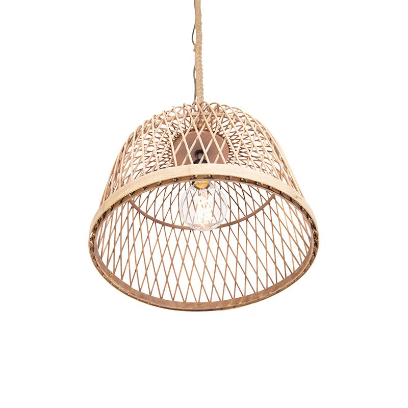 Landelijke hanglamp touw met rotan - Calamus