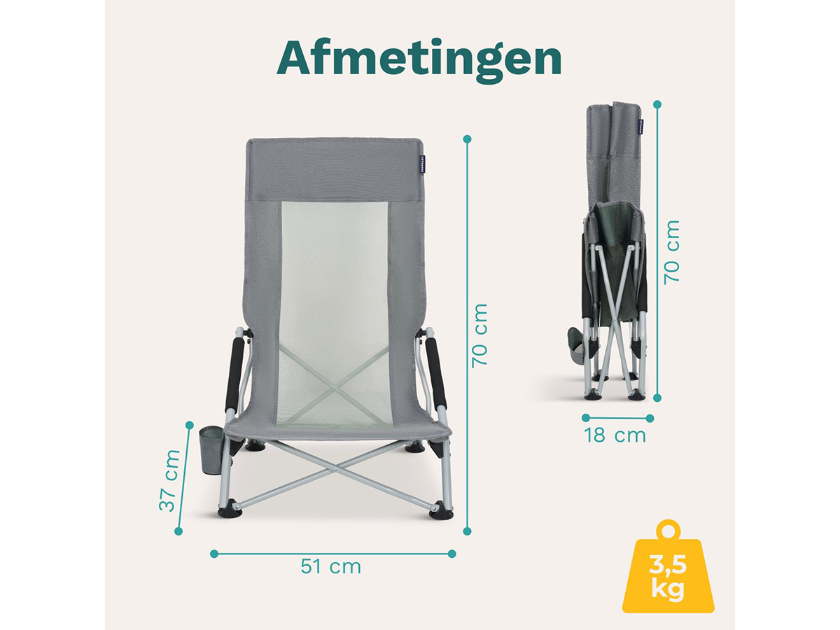 TRVLMORE Beach Chair High strandstoel - Grey