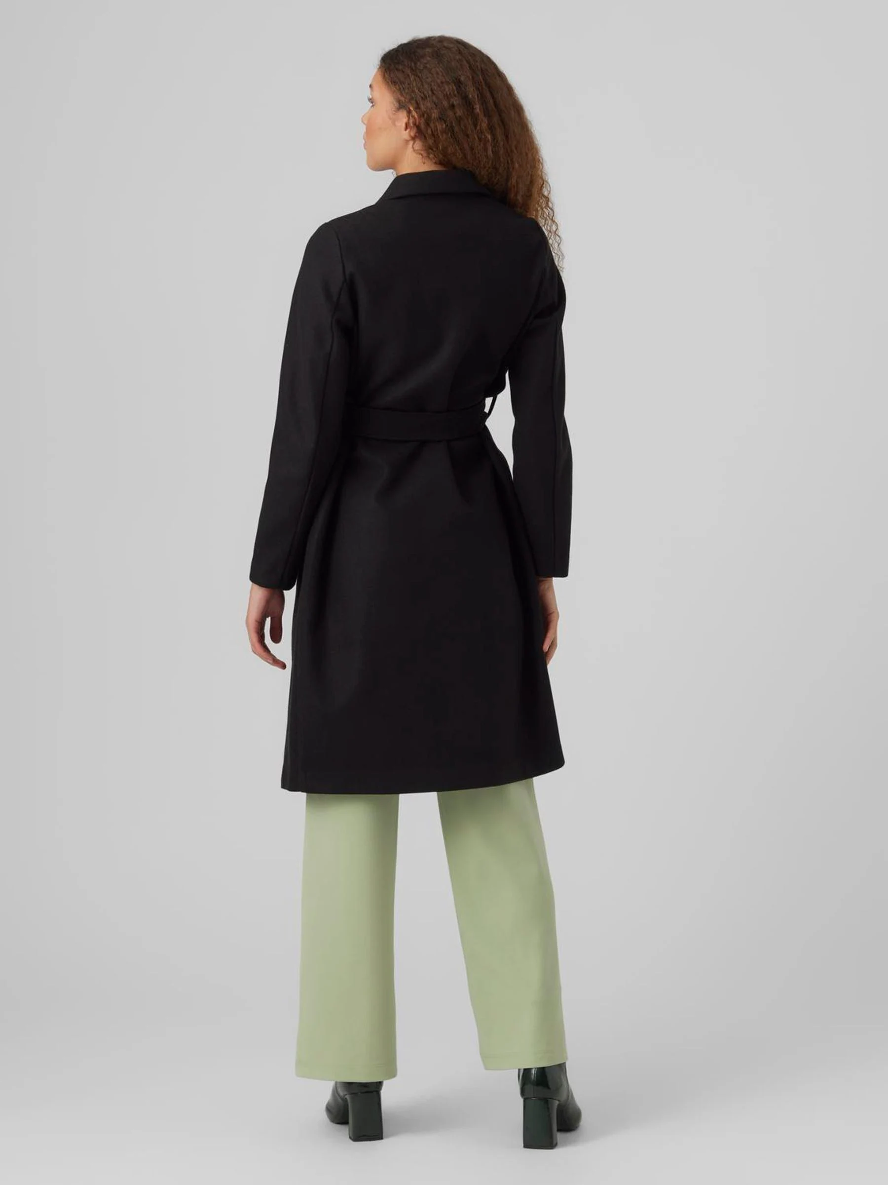 Zwart - VERO MODA Wrap Front Long Line Coat