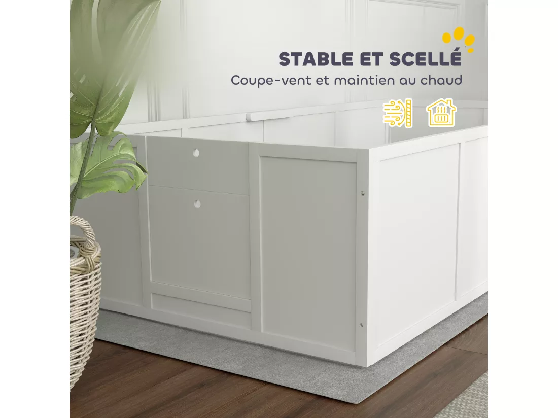 Parc de mise bas pour chien - caisse de mise bas pour chien - hauteur porte réglable - bois pin MDF blanc