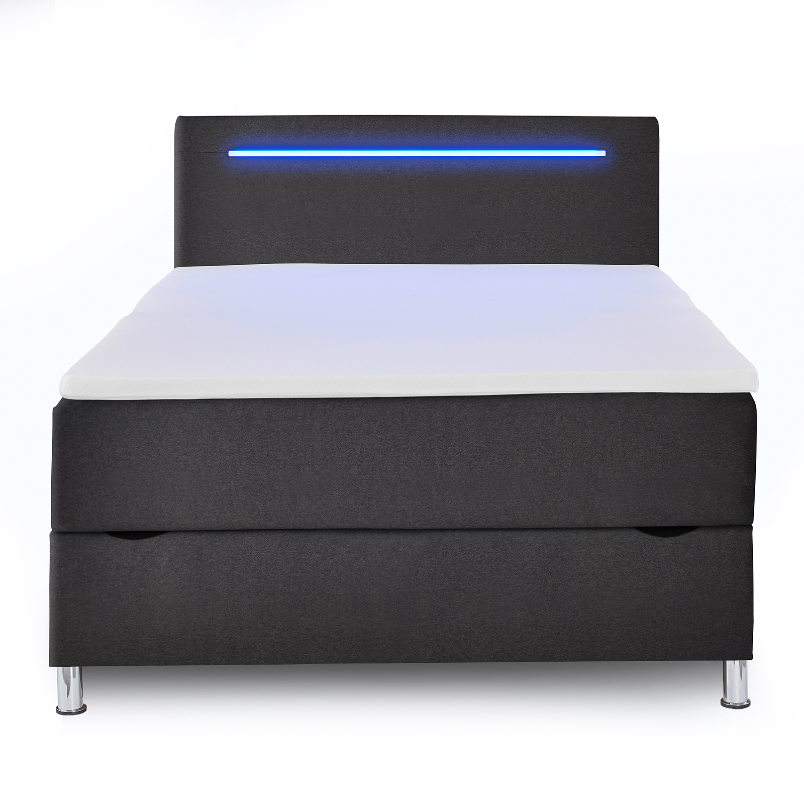 Boxspringbett- anthrazit - H2 - Bettkasten - LED-Beleuchtung - 120x200 cm