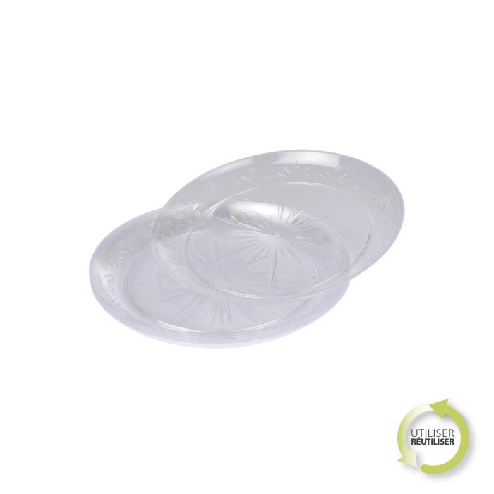 ASSIETTES DESSERT PLASTIQUE TRANSPARENT D.18CM X6PCS