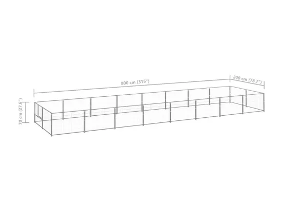Chenil extérieur cage enclos argenté 800 x 200 x 70 cm 02_0000243