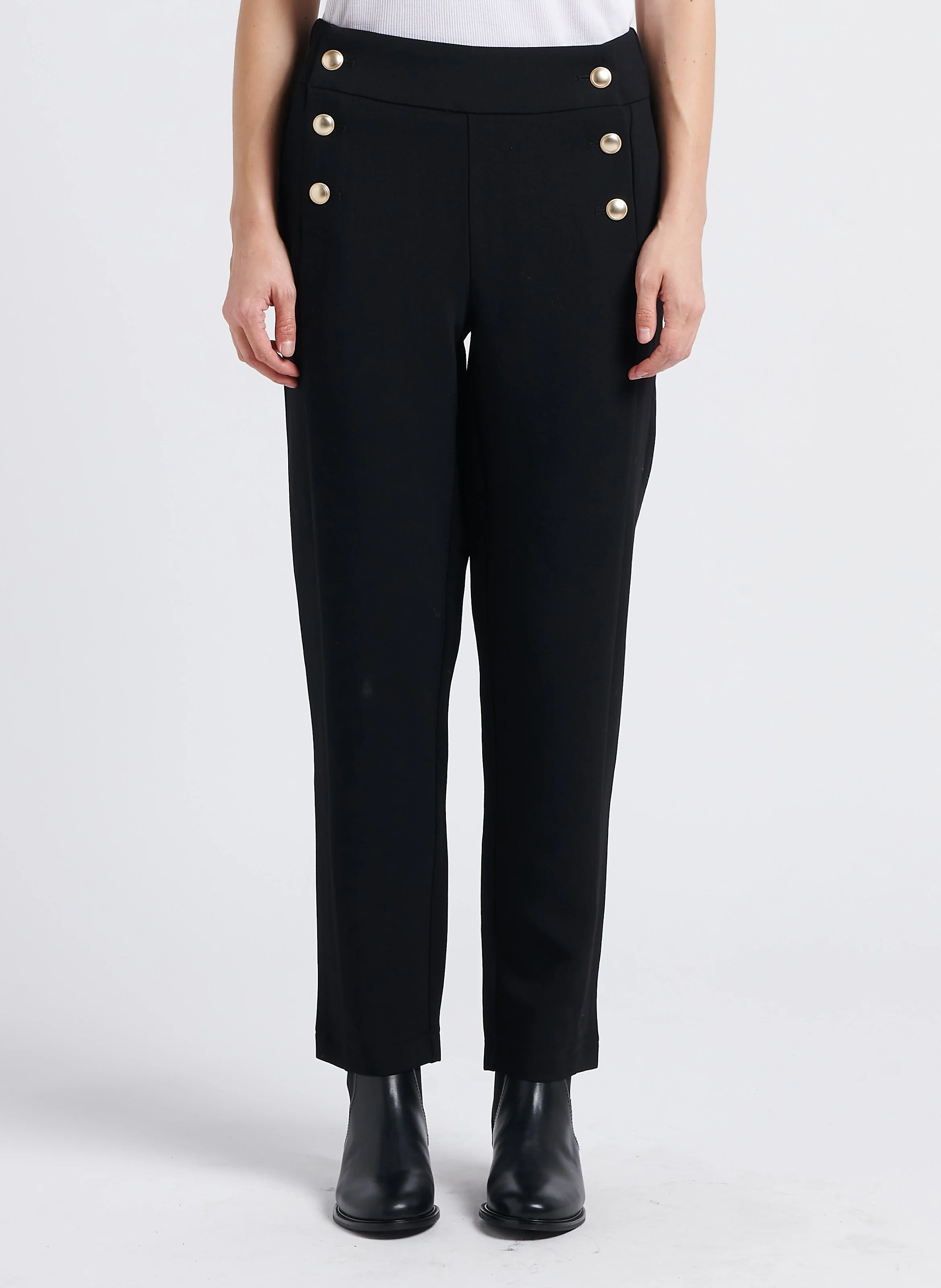 WINNIE - Pantalon taille haute droit | Noir