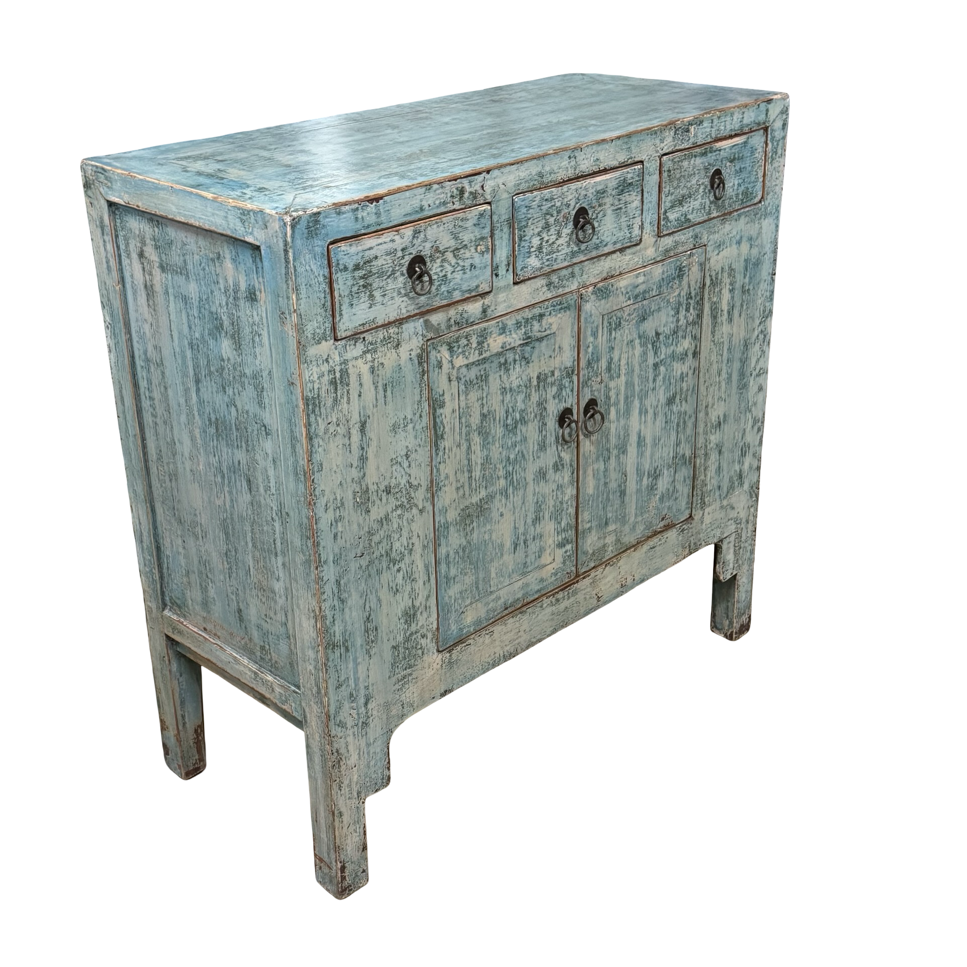 Ladekast blauw 3la 2deur uniek