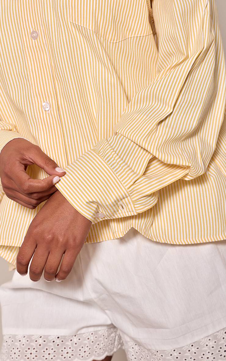 Jaune Chemise Boxy En Coton À Fines Rayures