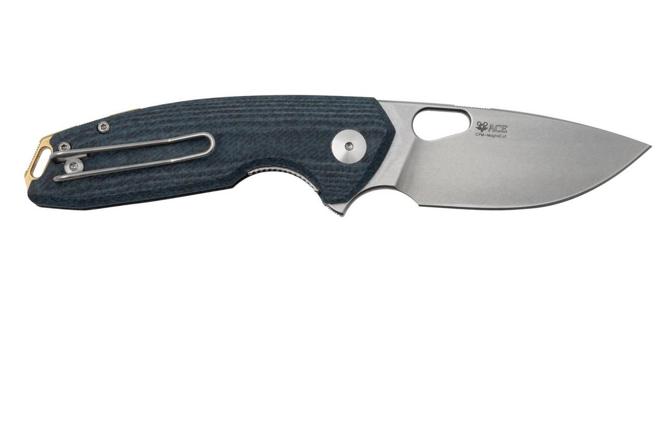 GiantMouse ACE Tribeca, Stonewashed Magnacut, Denim Canvas Micarta zakmes
