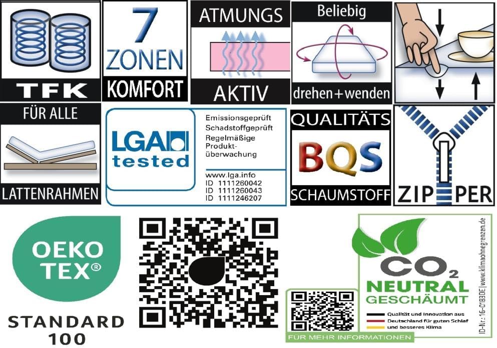 Flex Air 7-Zonen Taschenfederkernmatratze 90 x 200 cm
