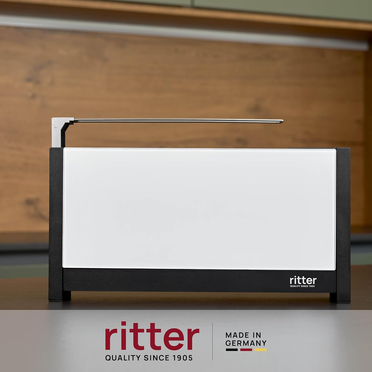 ritter volcano 5 Langschlitz-Toaster mit Brötchenaufsatz, extra schmal, Made in Germany, Weiß
