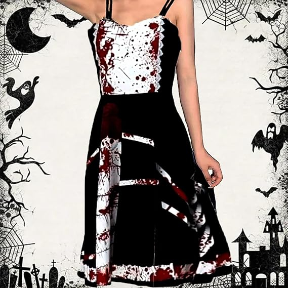 (175cm) Halloween Erwachsenen Kostüm Blutiges Kleid Verkleidung für Motto Partys / Fasnacht - Schwarz