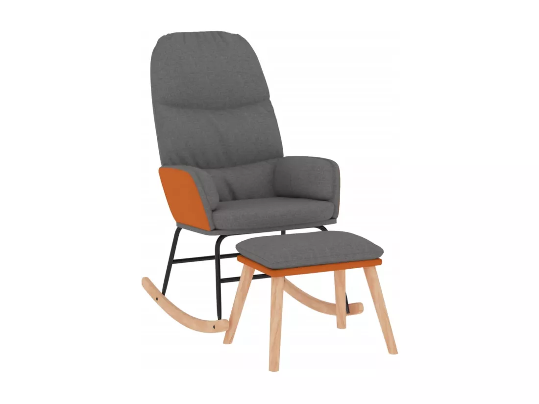 Chaise à bascule avec repose-pied Gris clair Tissu