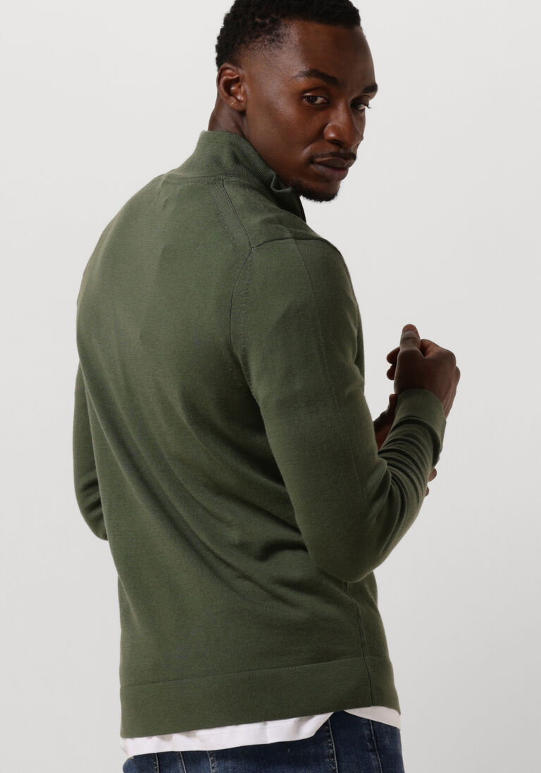 CALVIN KLEIN donkergroene calvin klein trui merino quarter zip