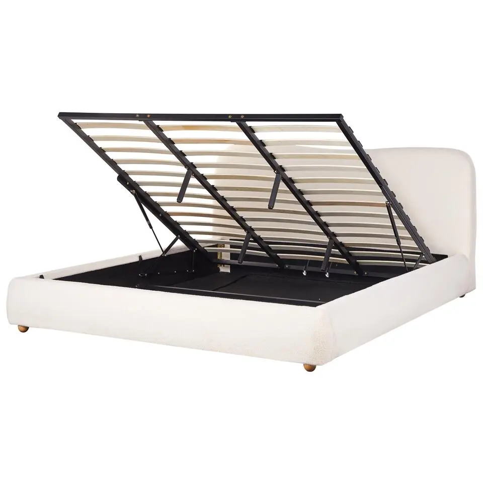 BLAGNAC - Bed met opbergruimte - Wit - 180 x 200 cm - Bouclé