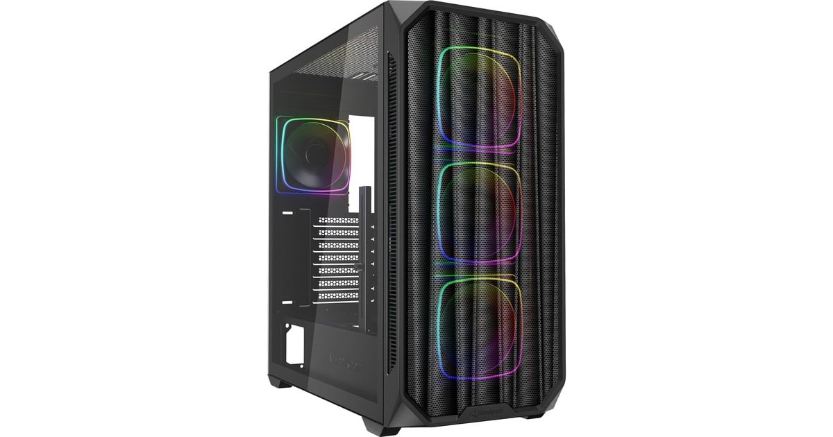 SharkoonAK5M RGB midi tower behuizing  (Zwart | 2x USB-A | 1x USB-C | RGB | Tempered Glass)