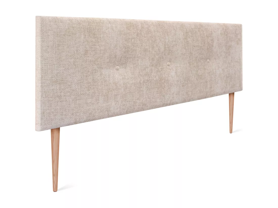 DHOME Tête de lit en laine naturelle avec Boutons 145x105cm avec pieds Lits 135/140 - Beig