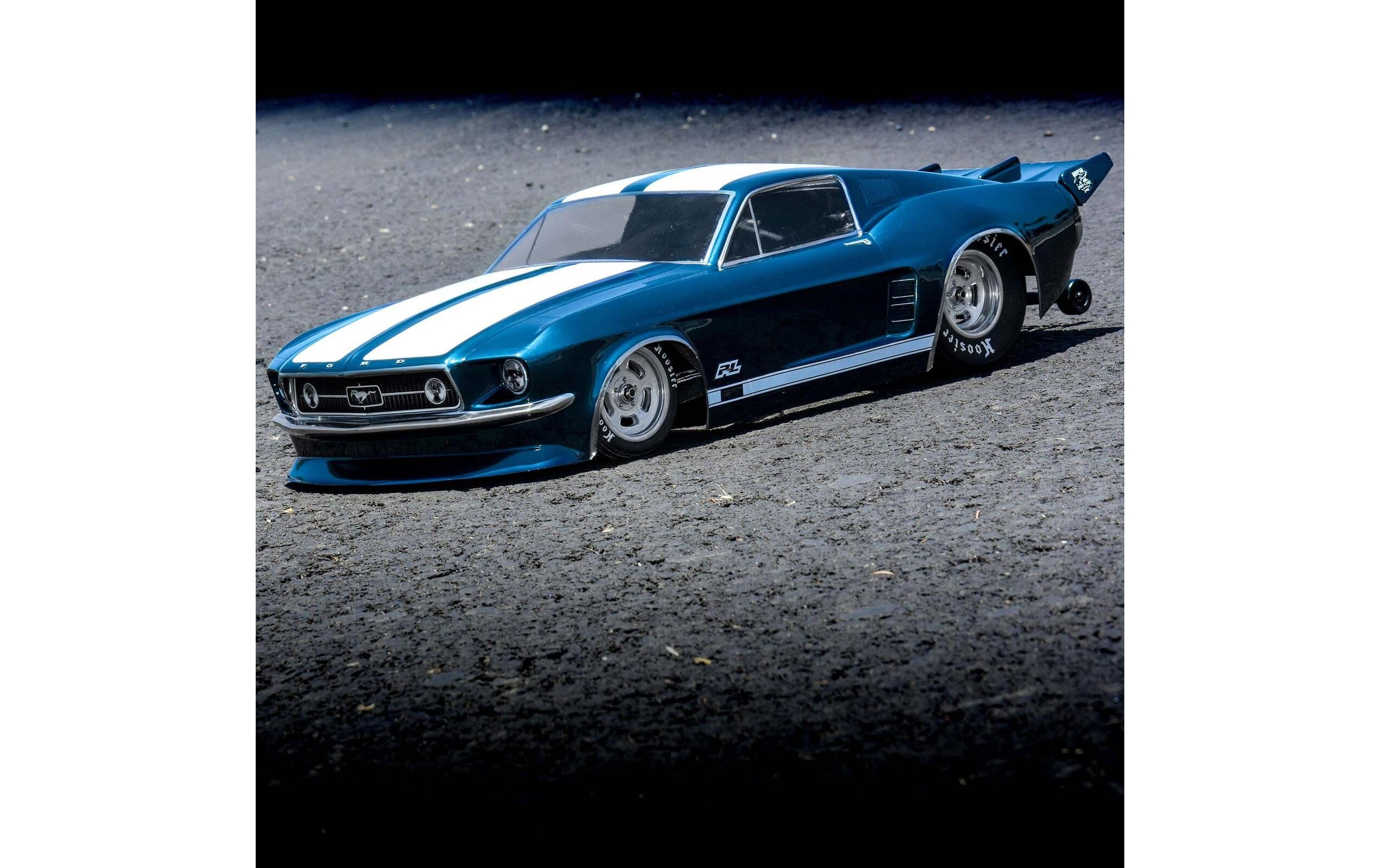 Karosserie Ford Mustang 1967 Drag unlackiert, 1:10Dragster Karosserie, ideal für Losi 22S