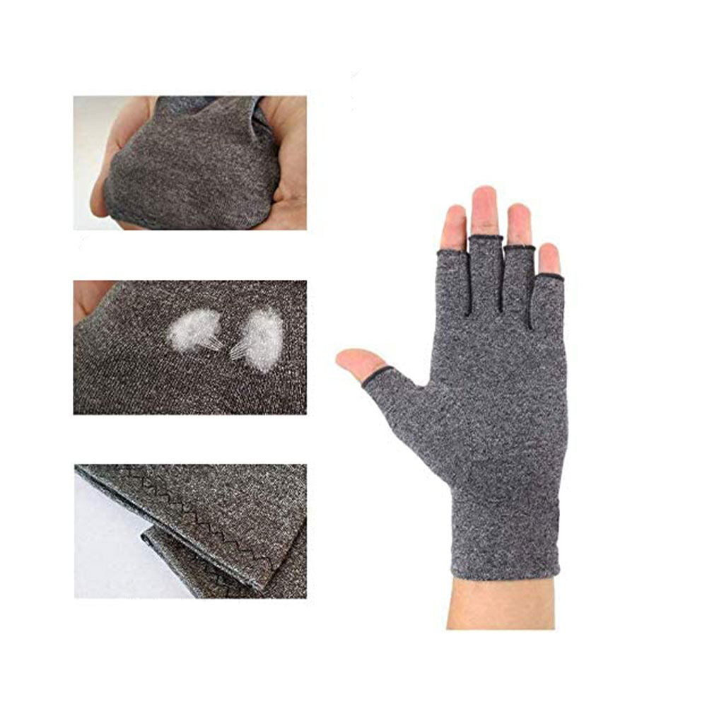(1 Paar) Gr. L Fingerlose Enganliegende Druck Handschuhe - Grau