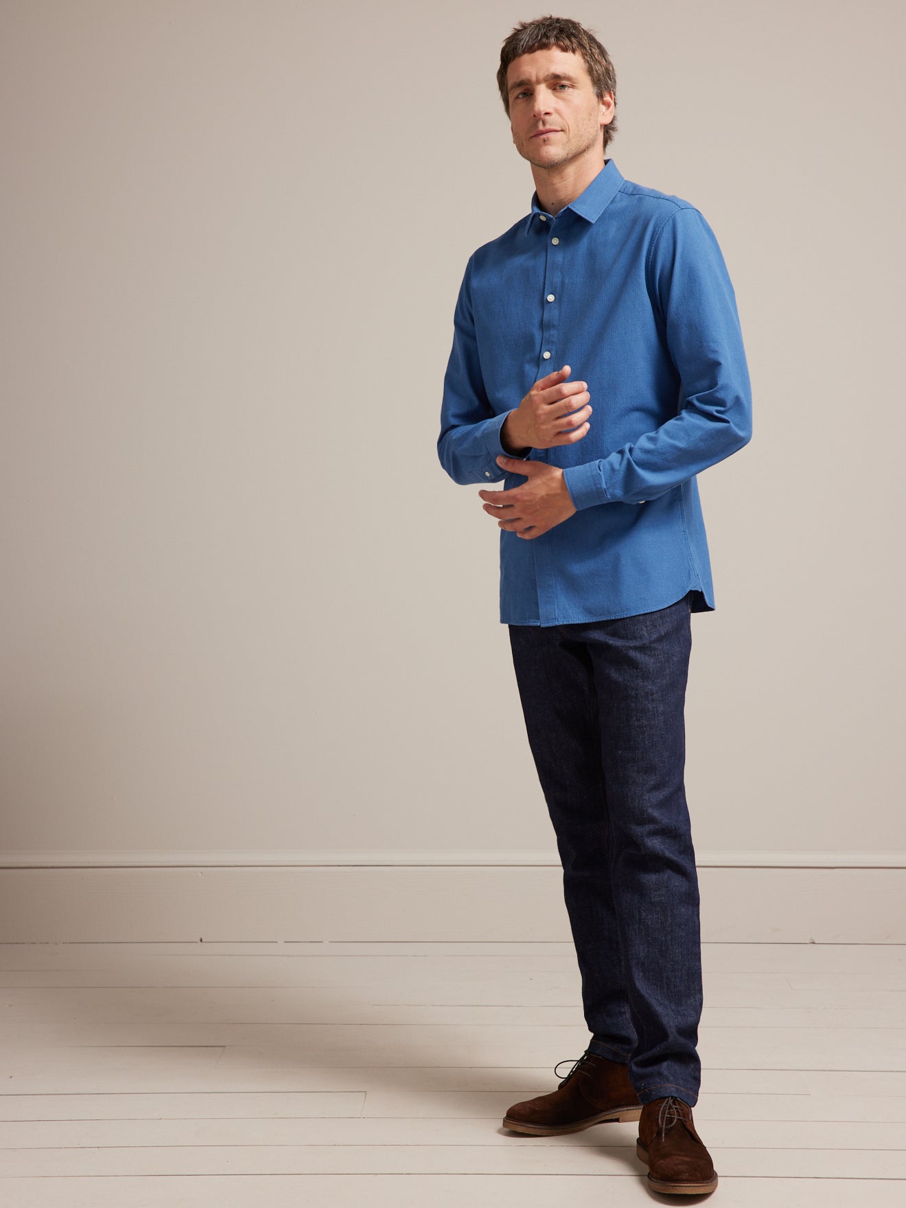 Chemise pied-de-puce slim fit homme - coton biologique