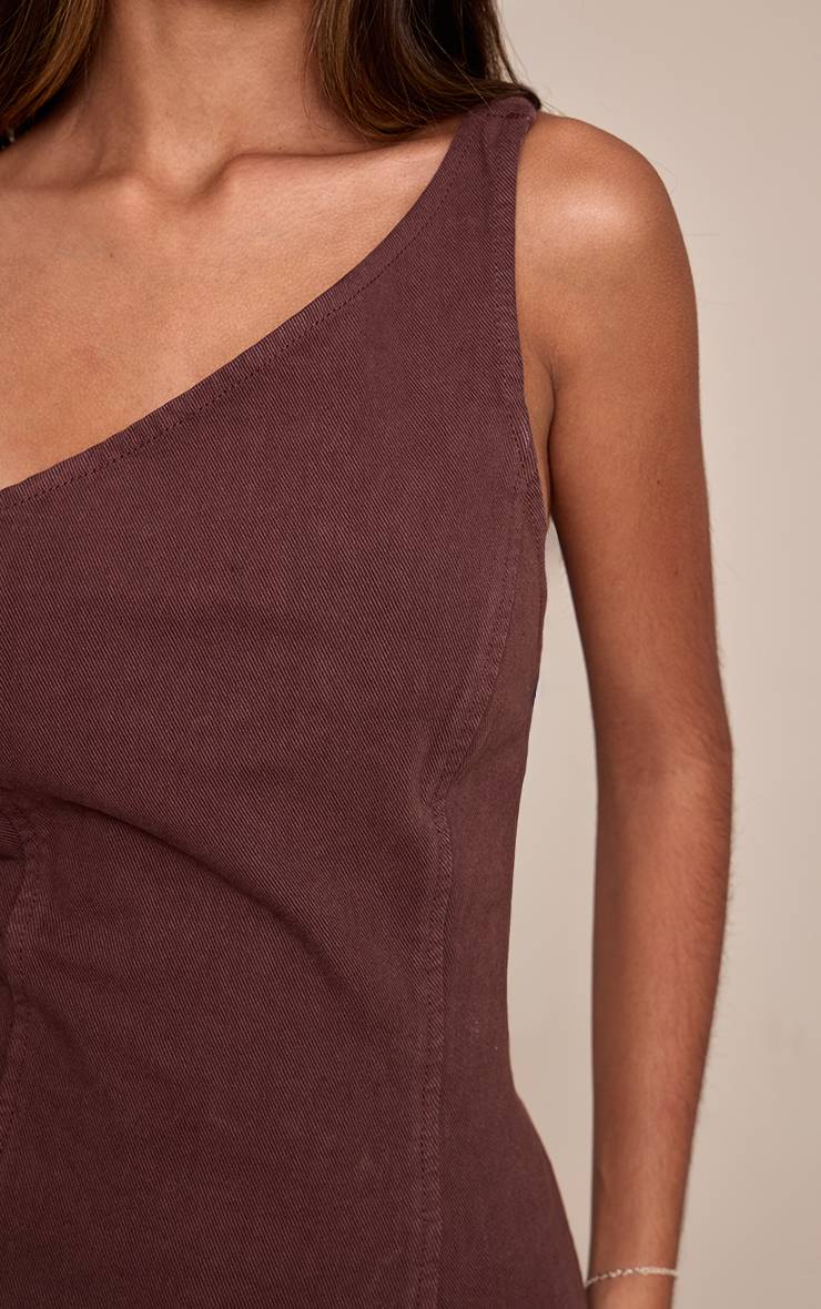 Chocolat Haut En Denim Petite Asymétrique Dos Ouvert