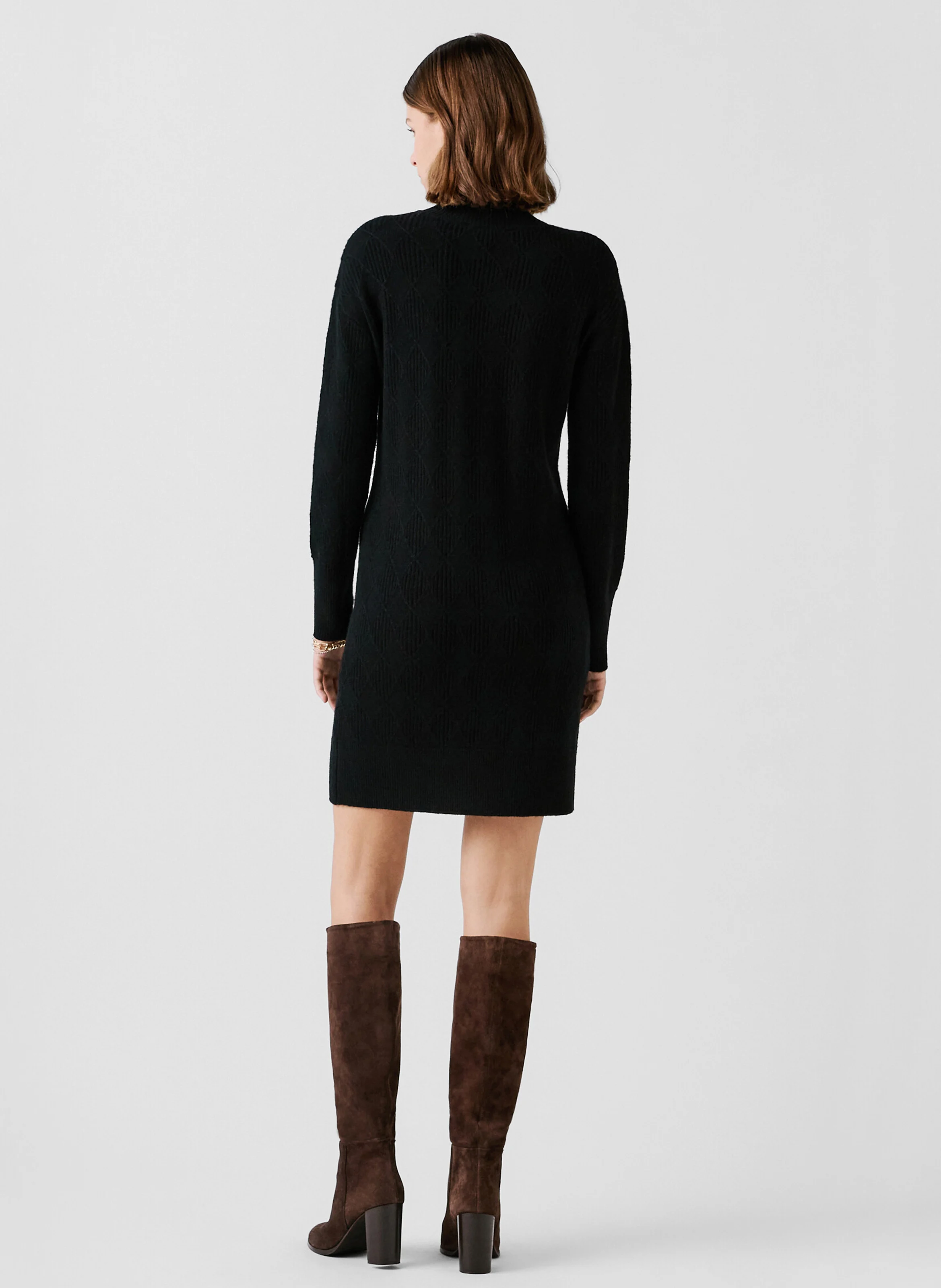 RMAEVA - Robe pull côtelée en laine | Noir
