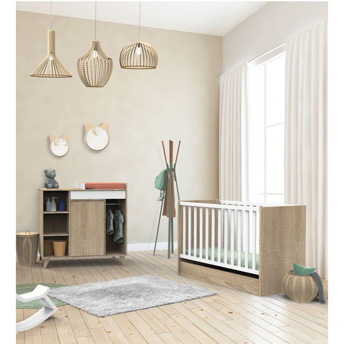 Chambre DUO Lit 60x120 Commode NOVA Blanc - SAUTHON