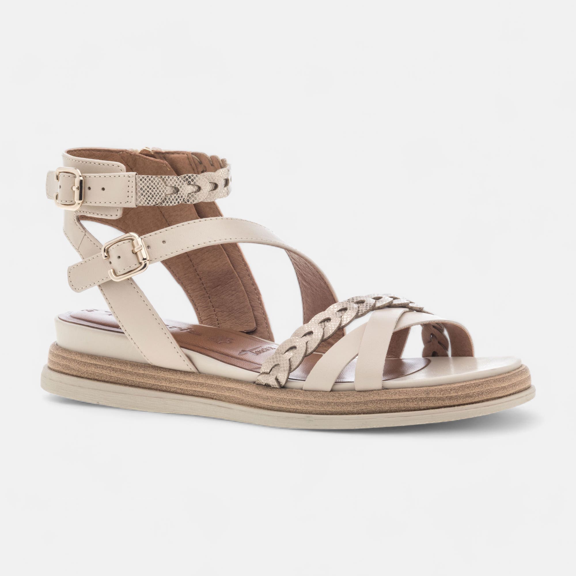 Sandales Femme en cuir beige