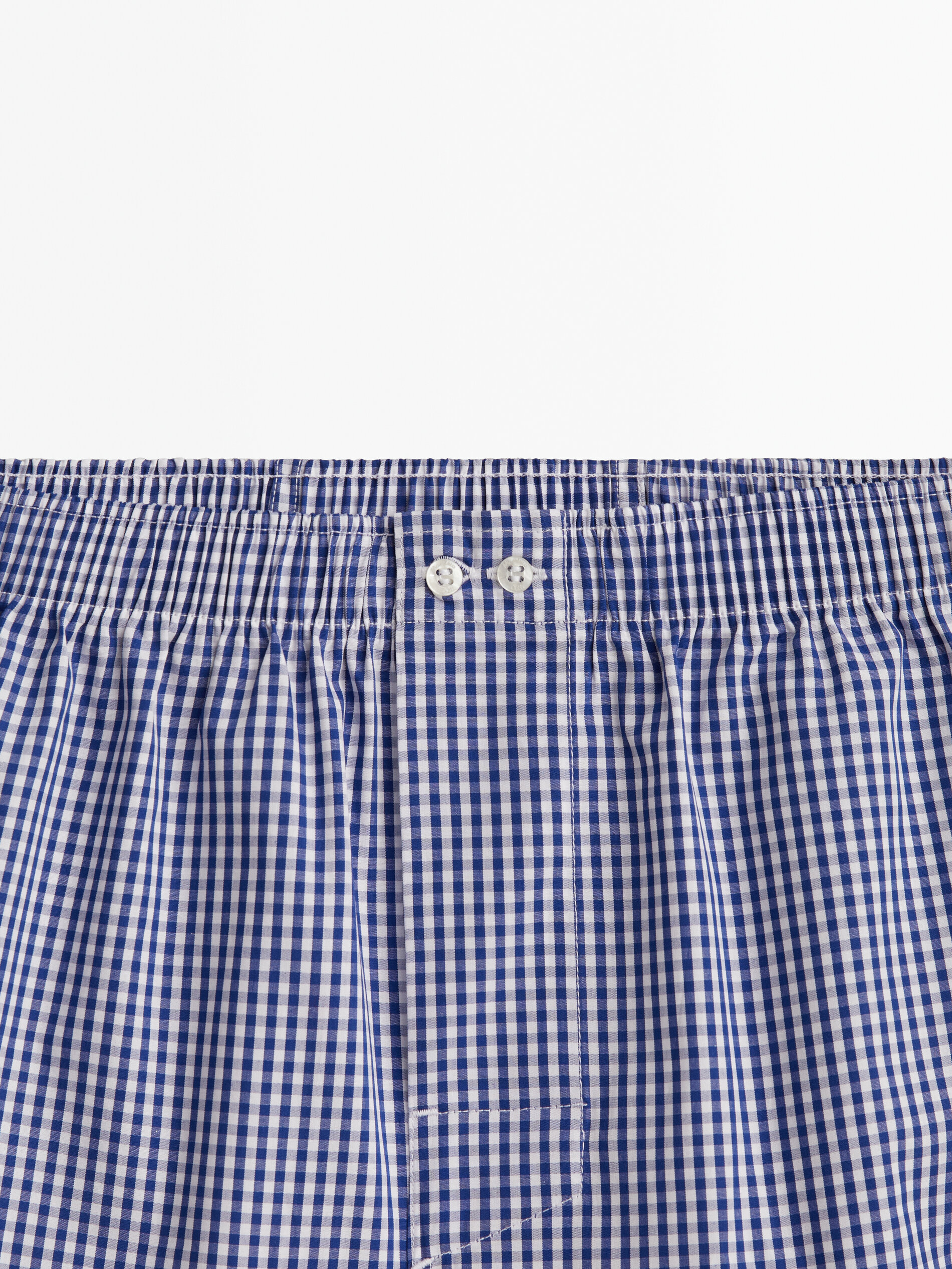 Shorts Vichy de popeline quadrada - AZUL MARINHO