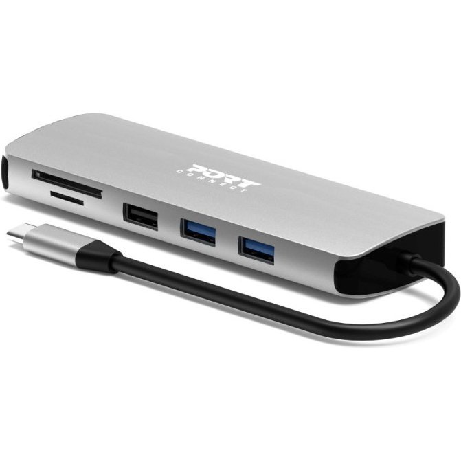 Port Designs 900164 station d'accueil Avec fil USB 3.2 Gen 1 (3.1 Gen 1) Type-C Acier inoxydable