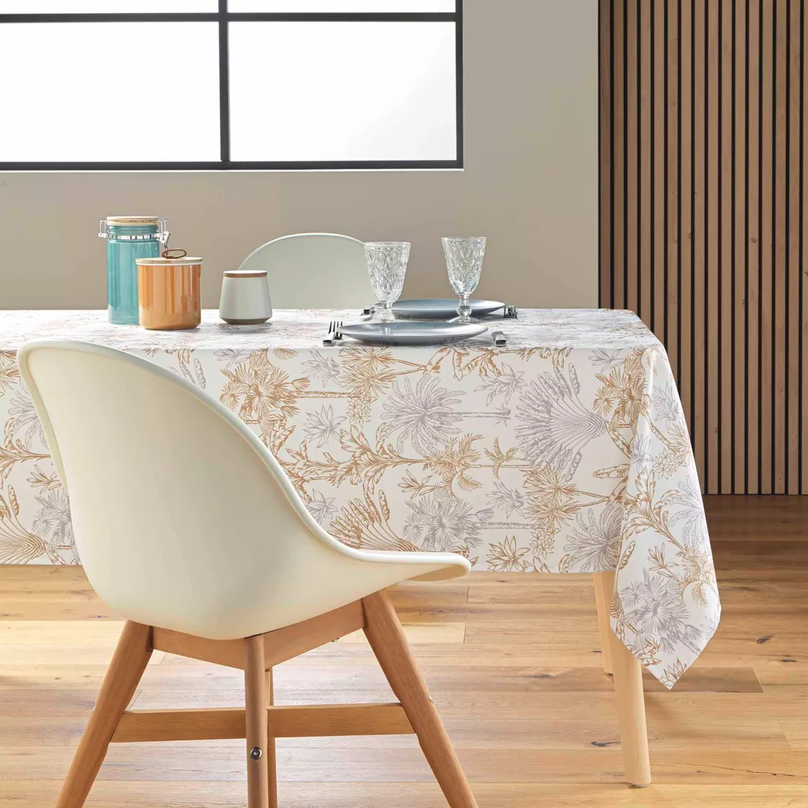 Nappe rectangulaire anti tache (145 x 240 cm) Canarie Beige